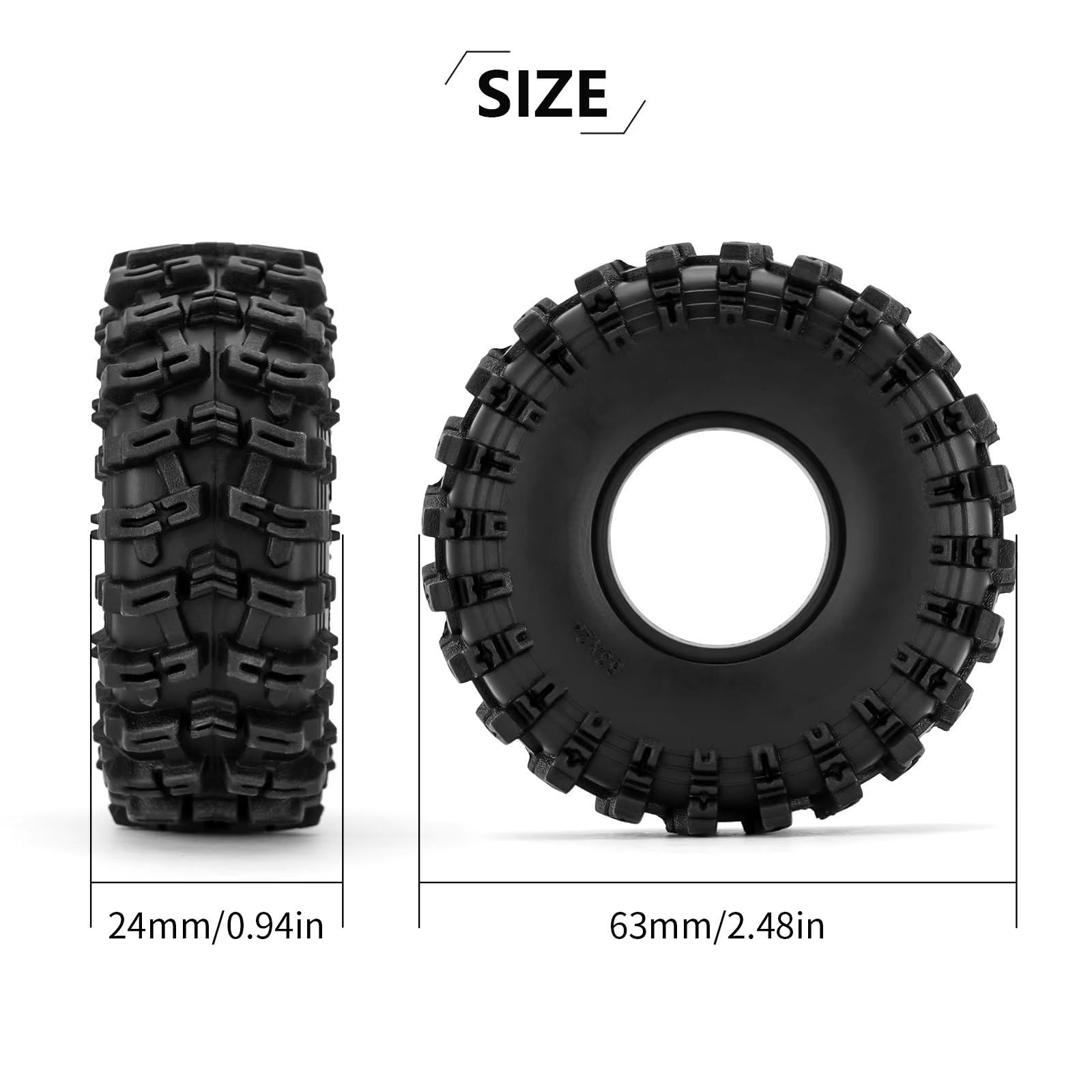 RC Neumático Coche para 1/24 1/18 Coche Trepador De Control Remoto 4 Uds. Neumáticos De Rueda De 1,0 "63 * 24mm