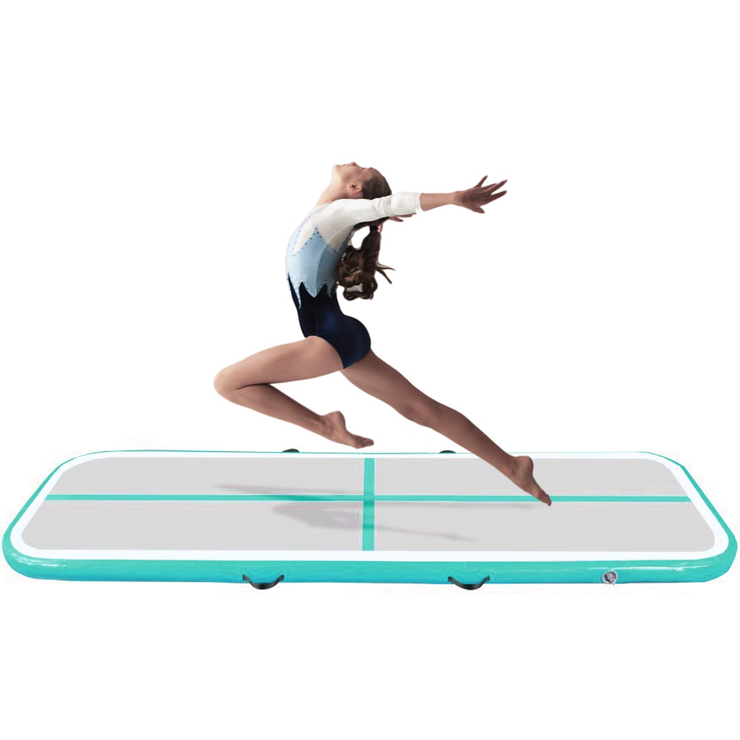 H&A Inflatable Gymnastic Tumbling Mat Anti-skid Air Track Floor Mattress (Green-157