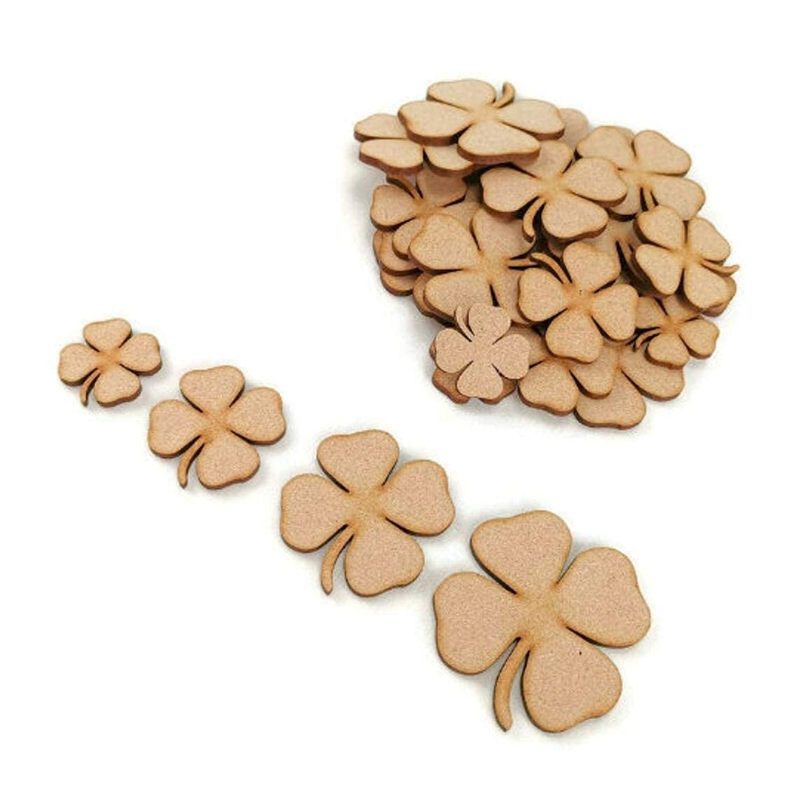 Sure Laser Cut Pack of 10 Pcs DIY MDF Cutouts for Art and Craft Work, Artwork, Decoupage, Resin Art, Craft Project, Home Office Festive Décor 4 Leaf Flower Craft Shapes-image-36