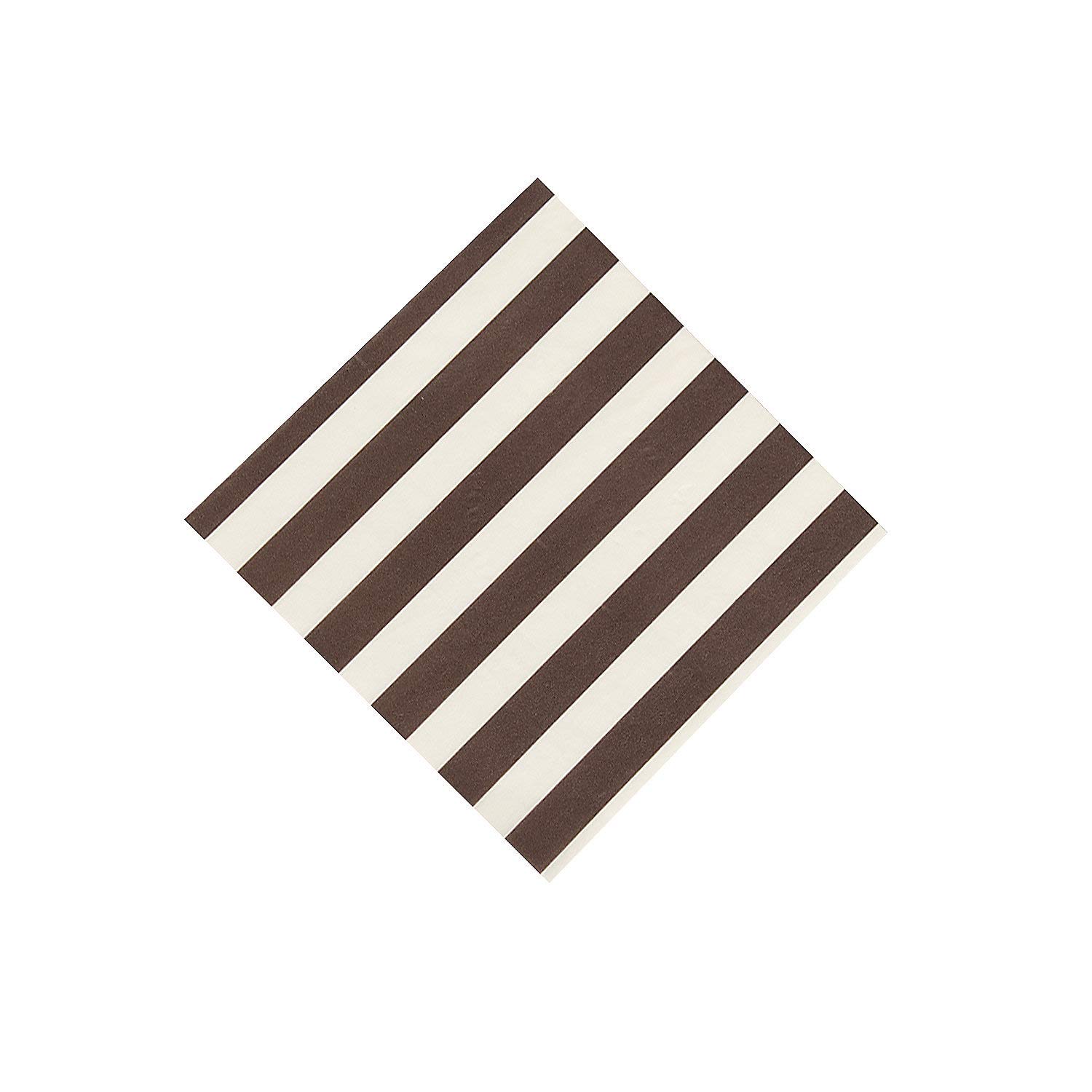 Oriental Trading Chocolate Stripe Beverage Napkin 16-Pieces
