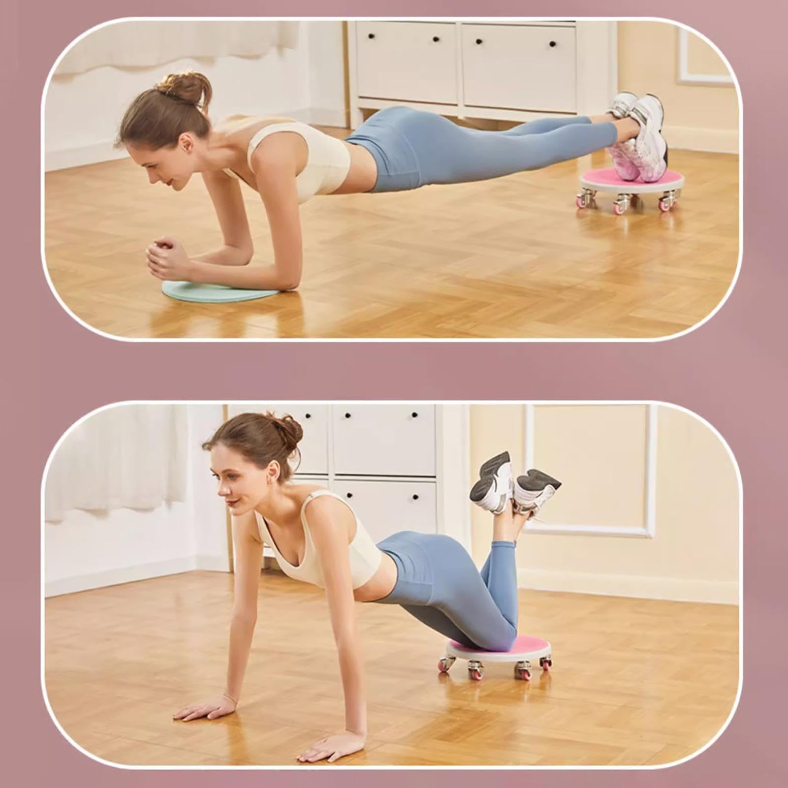 Rueda abdominal de placa, rodillo de entrenamiento abdominal con 6 ruedas, entrenador deportivo profesional con alfombrilla de rodillas, equipo de fitness de bajo ruido para ejercicio en casa Raxove
