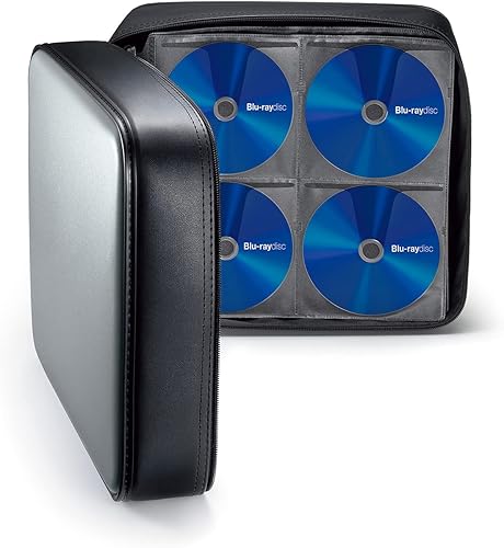 SANWA - Funda para CD de capacidad para 400, fundas grandes para CD, caja de almacenamiento portátil de DVD VCD, bolsa portátil con cremallera,