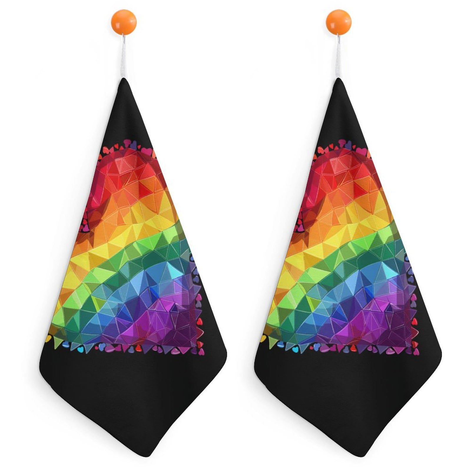 TXFBTRFSA Heart LGBT Proud Rainbow Flag Hand Towels with Hanging Loop Kitchen Towel Handkerchiefs Cleaning Cloths