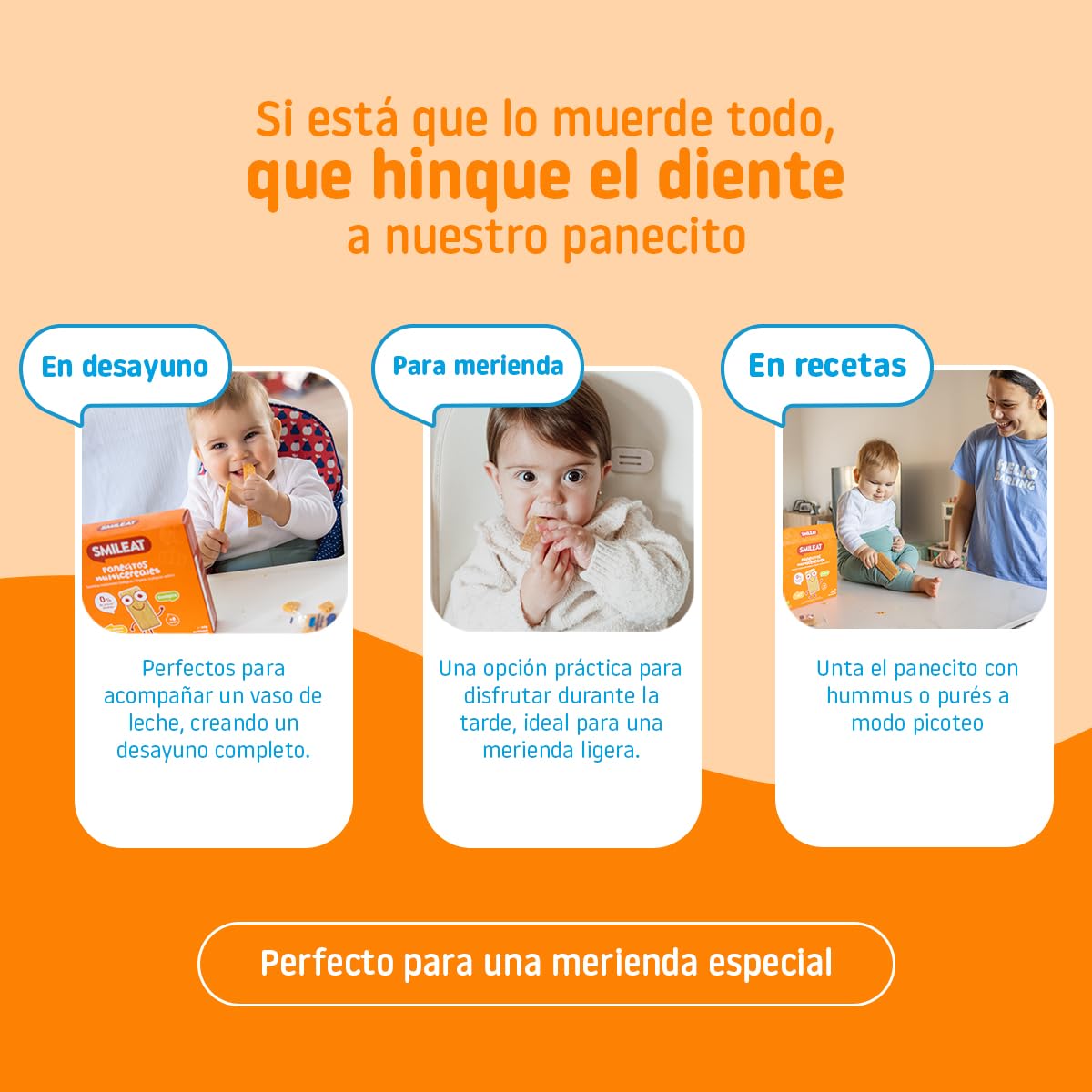 Smileat - Panecitos Multicereales - Snack para Peques +8 Meses - Ecológicos y Sin Gluten - Sin Azúcar Añadido - Ideal para Meriendas - 60g — view 5