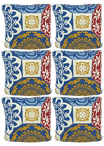 Image of House of Quirk Polyester Mandala Print Throw Pillow Case Cushion Cover Home Sofa Decorative - Cover Only, No Insert - 6 PC (16.5x16.5 inch / 42x42cm, Multicolor)