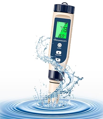 Medidor de pH para agua 4 en 1 pH EC TDS Medidor de temperatura impermeable con retroiluminación para hidroponía para cultivo de nutrientes, jardín