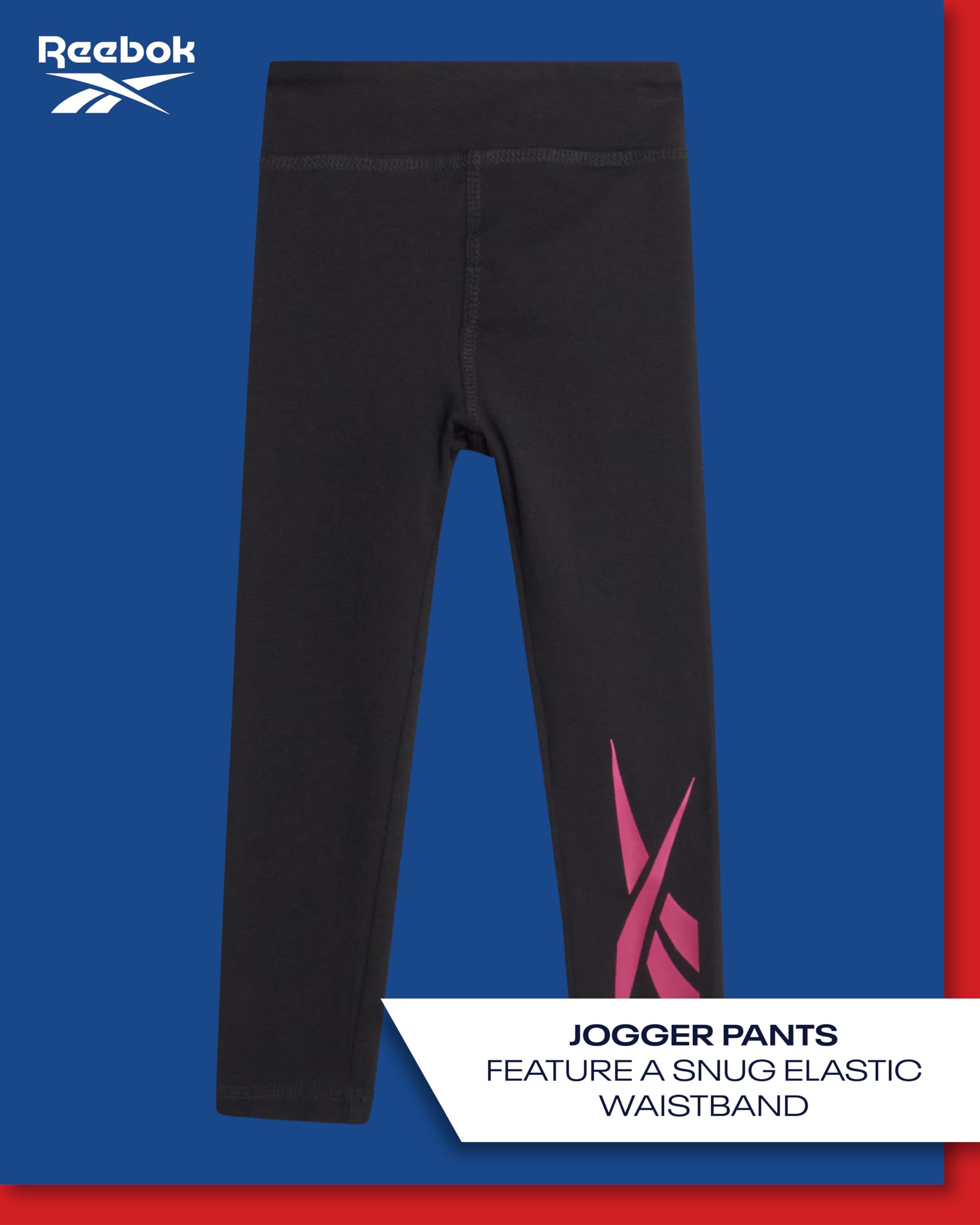 Reebok Set di pantaloni per bambine – 2 pezzi felpa girocollo in pile e leggings per bambine e bambine