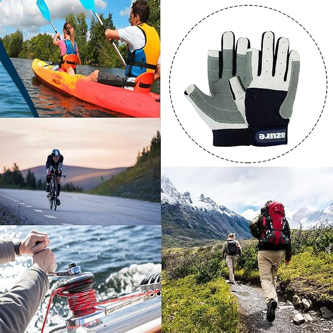 Strong Amara Segelhandschuhe, verstärkte Handfläche, atmungsaktiv, für Bootfahren, Angeln, Kajakfahren, Kanufahren, Skifahren, Reiten, Laufen, Wandern, Indoor-Outdoor, volle Finger, Größe XS, XXL