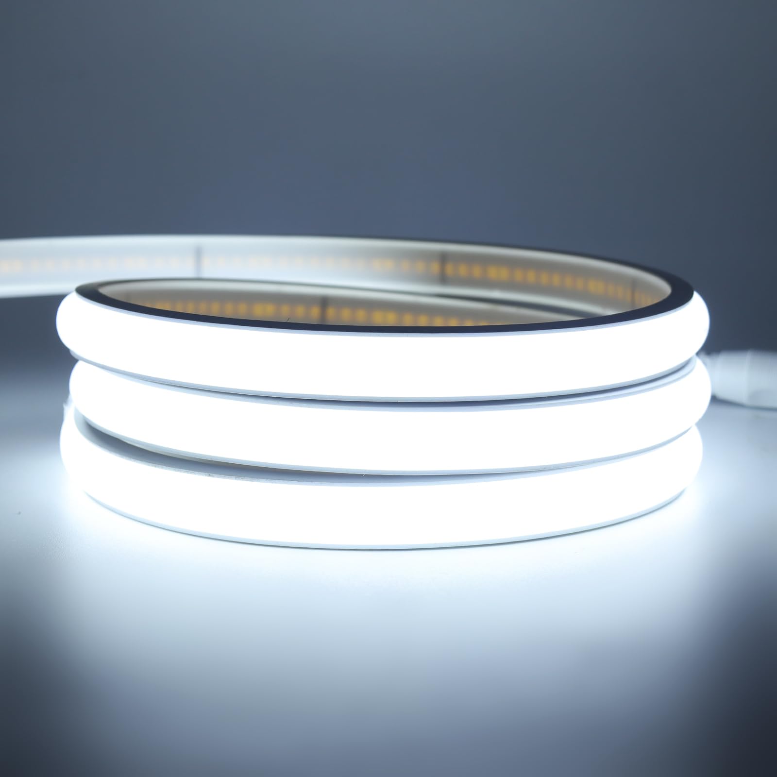 KISUFU 12V COB LED Ribbon, 320LEDs/m Light IP65 Waterproof Neon LED Strip Light mit AC Adapter for Living Room Bedroom