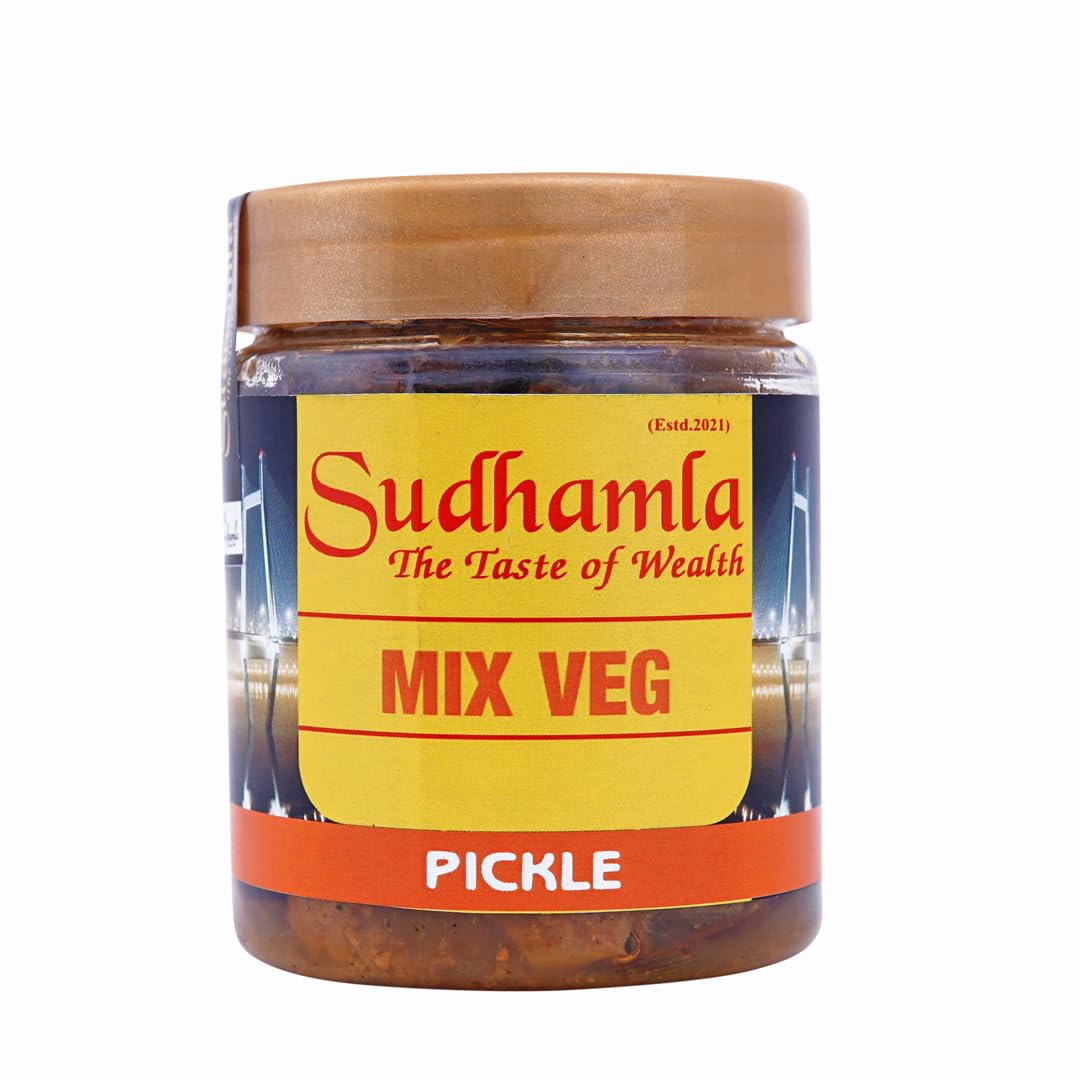 Sudhamla Pachranga Punjabi Mixed Pickle - 100 gm | Handmade Mixed Achar in Mustard Oil | No Artificial Colors or Flavors | Flavorful Blend of Mango, Chilli, Lemon, Carrot, Ginger, Karonda, and Lasoda