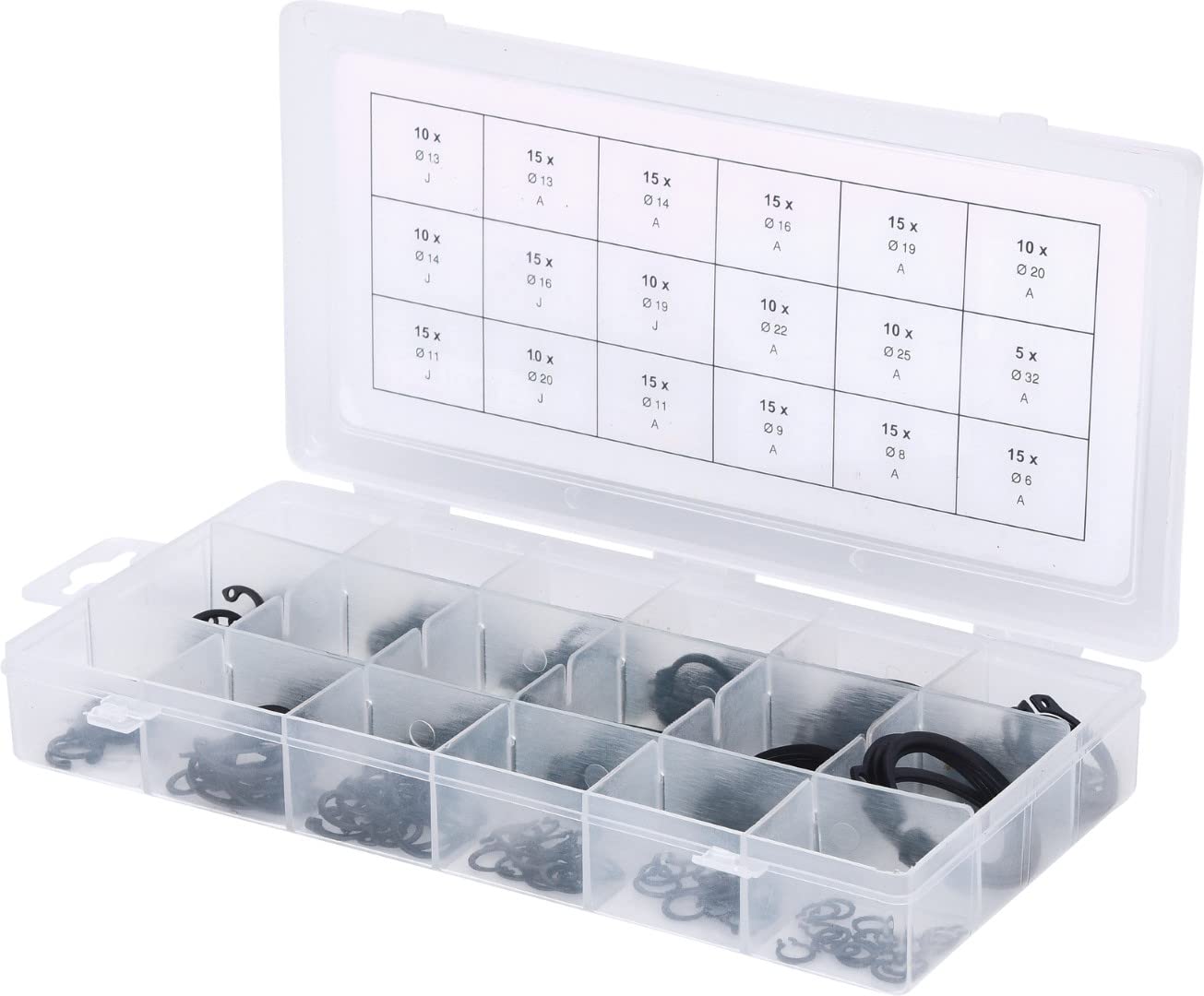 KS TOOLS 970.0310 Assortiment de 225 Circlips internes/externes Noir