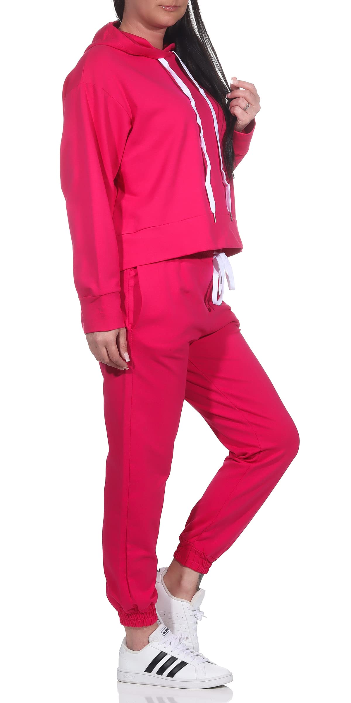 Damen Jogginganzug Zweiteiler für Freizeit und Sport Trainingsanzug Hausanzug Hoodie und Hose 83991