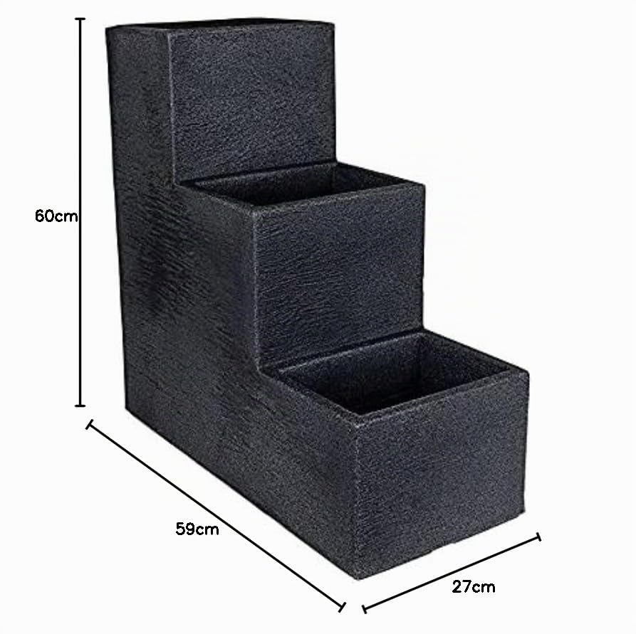 Spetebo Escalera de flores de tres niveles antracita - 60x59x27 cm - Macetero XXL de plástico para plantas, macetero, escalera para plantas, soporte para flores