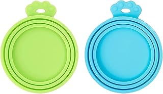 Tin Covers for Dog Food, Pet Can Lids for Dog Food Tins, Universal Silicone Cat Food Can Covers for Tins, 1 Fit 3 Standard Size Universal Can Toppers, BPA Free Dishwasher Safe 2PCS(Blue and Green)