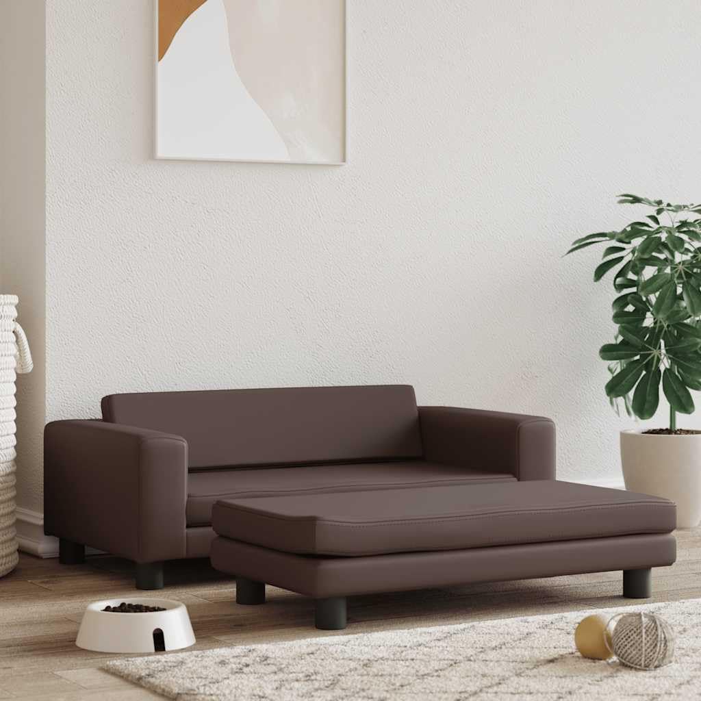 Hundebett mit Verlängerung Braun 100x50x30 cm Kunstleder Hundebetten Waschbar Outdoor Hundebett, Hundekissen, für mittelgroße Hunde