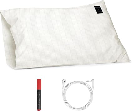 Grounding Pillowcase King Grounding Pillow Cases Premium Cotton with 15ft Cord and Test Pen for Improving Sleep Quality Better EnergyBeige, King - 20x36in