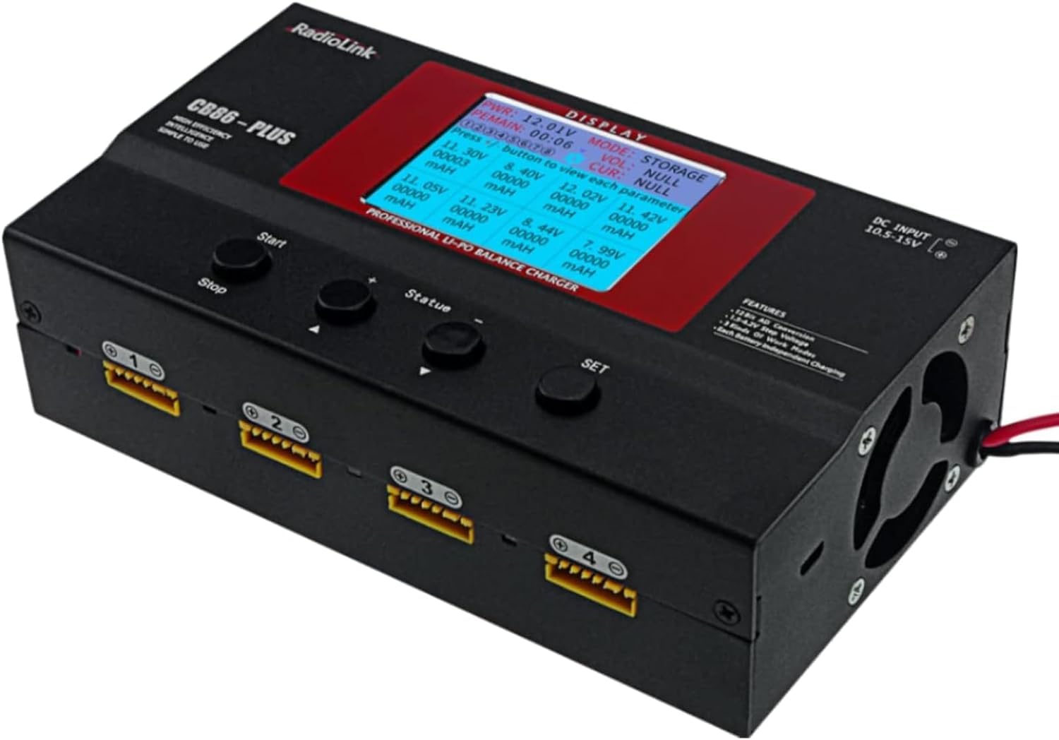 Radiolink CB86-PLUS Balance Charger Discharger 8 Charging Ports 1S-6S 162W 6A for LiPo Fast Charging, Battery Capacity Recovery Cycle Trickle for RC Li-Po/Li-Ion/Li-Fe/LiHV(Without Power Supply)-image-5
