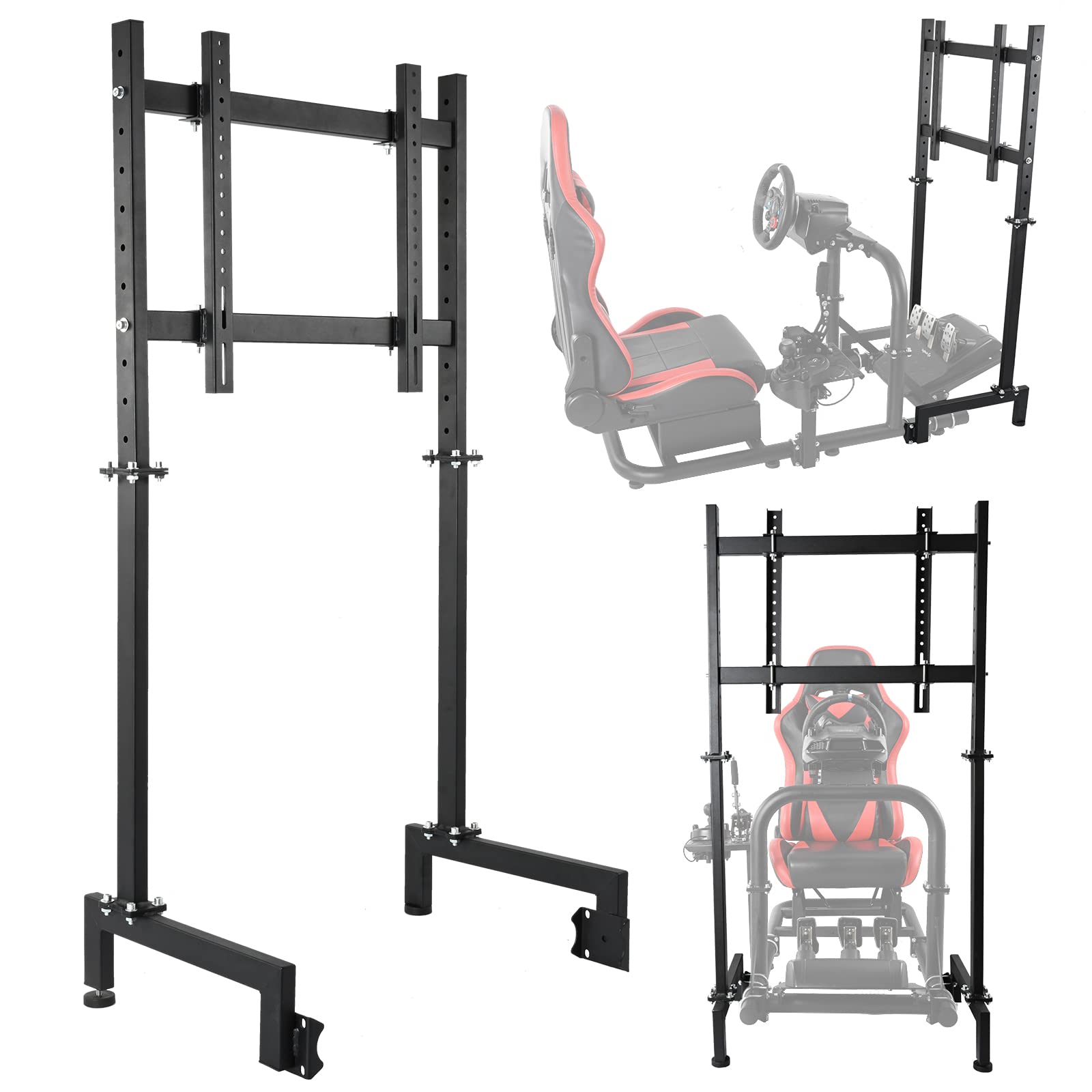 Anman Racing Pro Visualizer Display Stand Fit for Round Tube Racing Simulator Cockpit ,Supports 24 to 55 Inch Screen Driving Monitor Mount Bracket, Adjustable Stable Sim Race Monitor Stand