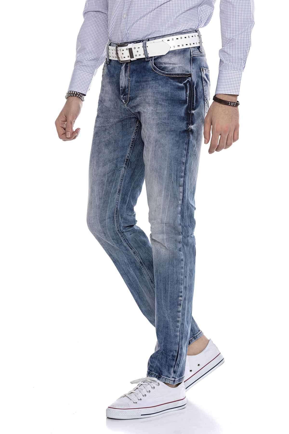 Cipo & Baxx Herren Jeans Hose Straight Fit Denim – Klassisch, Slim, Used Look