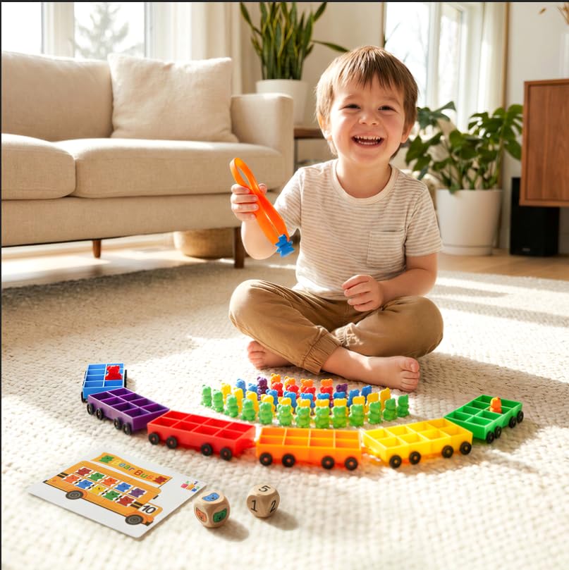 Image of Bmag Counting Bears with Matching Trains, Preschool Learning Toys Color Recognition and Math Learning Games, STEM Educational Toy Gift for Kids Age 3 4 5 Year Old Boys Girls