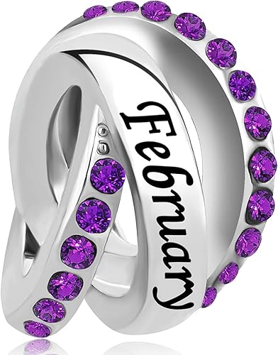 NARTGO Enero-Diciembre 12 Meses Colores Piedra Natal Feliz Cumpleaños Dije Compatible con Pulseras de Dijes Pandora