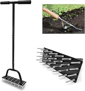 Lawn Aerator Grass Spikes, 28 Spikes Grass Aerator Tools, Manual Lawn Soil Aerator Lawn Spiker, Grass Seed Spiker Repair Dog Spot Grass and Dead Spots Seeding Tool, Extra One Manual Hand Weeder.