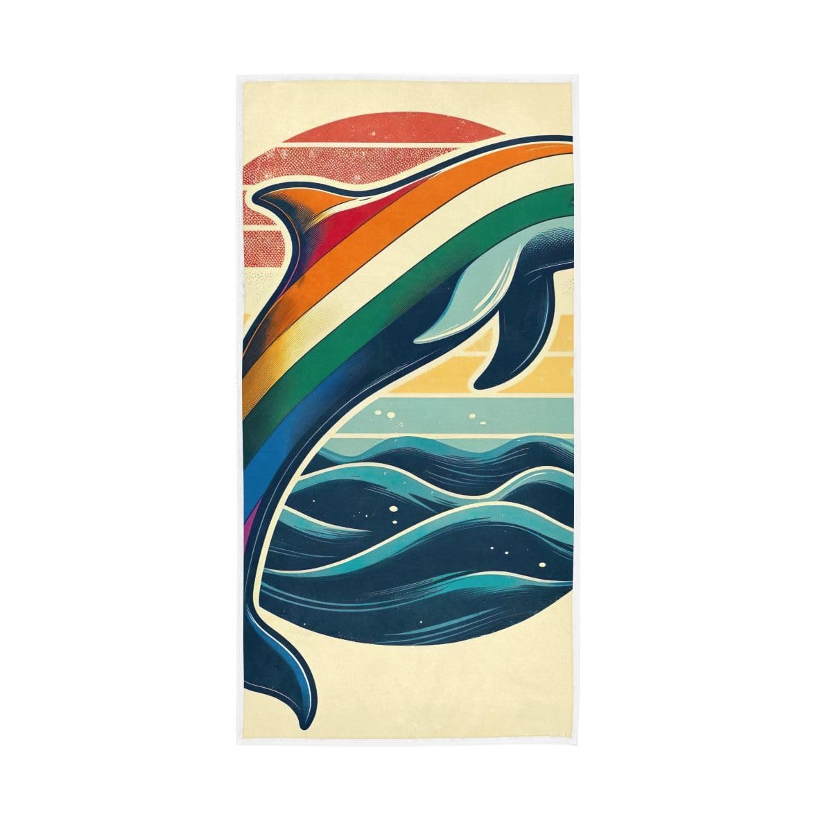 LSRCPD Vintage Rainbow Dauphin Hand Towels, Multipurpose Spa Towels for Bathroom, Gym, Hotel, Spa 15 x 30 Inches
