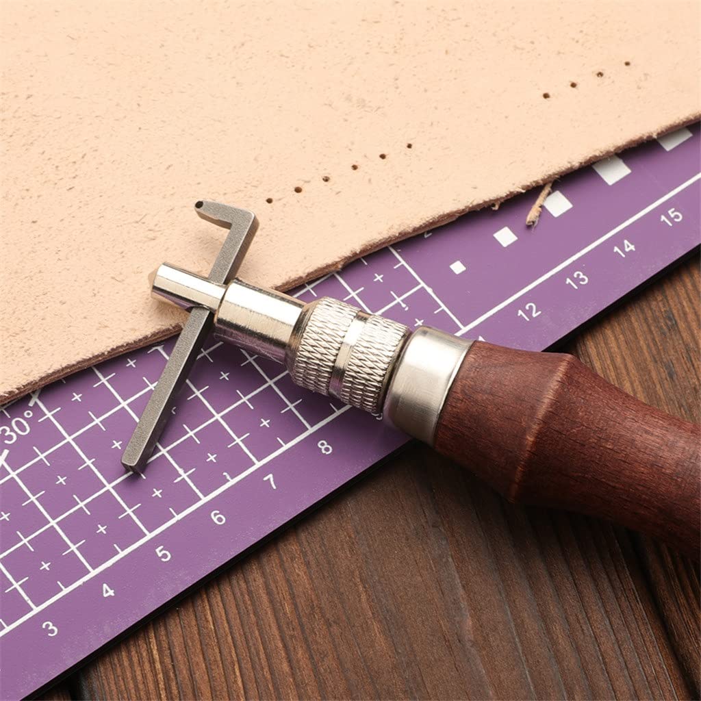 Leder-Nähset mit Nähnadeln mit großem Öhr, gewachstem Faden, Leder-Nuten für handgefertigtes Leder zum Selbermachen