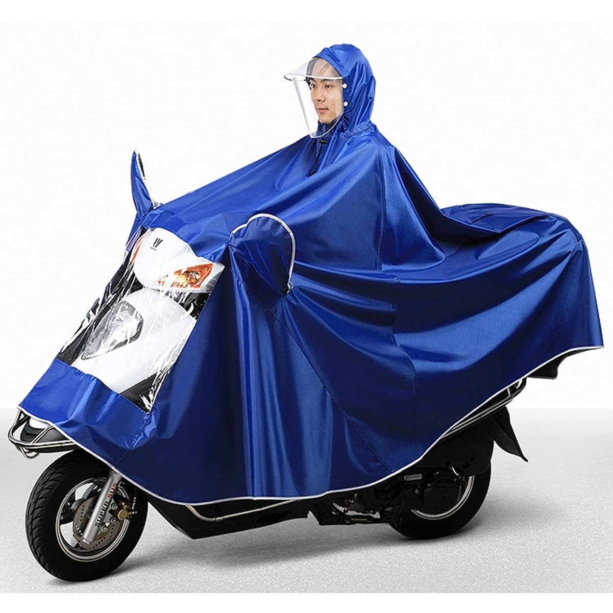 Rowerowy płaszcz przeciwdeszczowy, wodoodporne ponczo przeciwdeszczowe z kapturem, wiatroszczelna peleryna przeciwdeszczowa unisex z osłoną lusterka wstecznego, jednorazowego lub podwójnego zastosowa