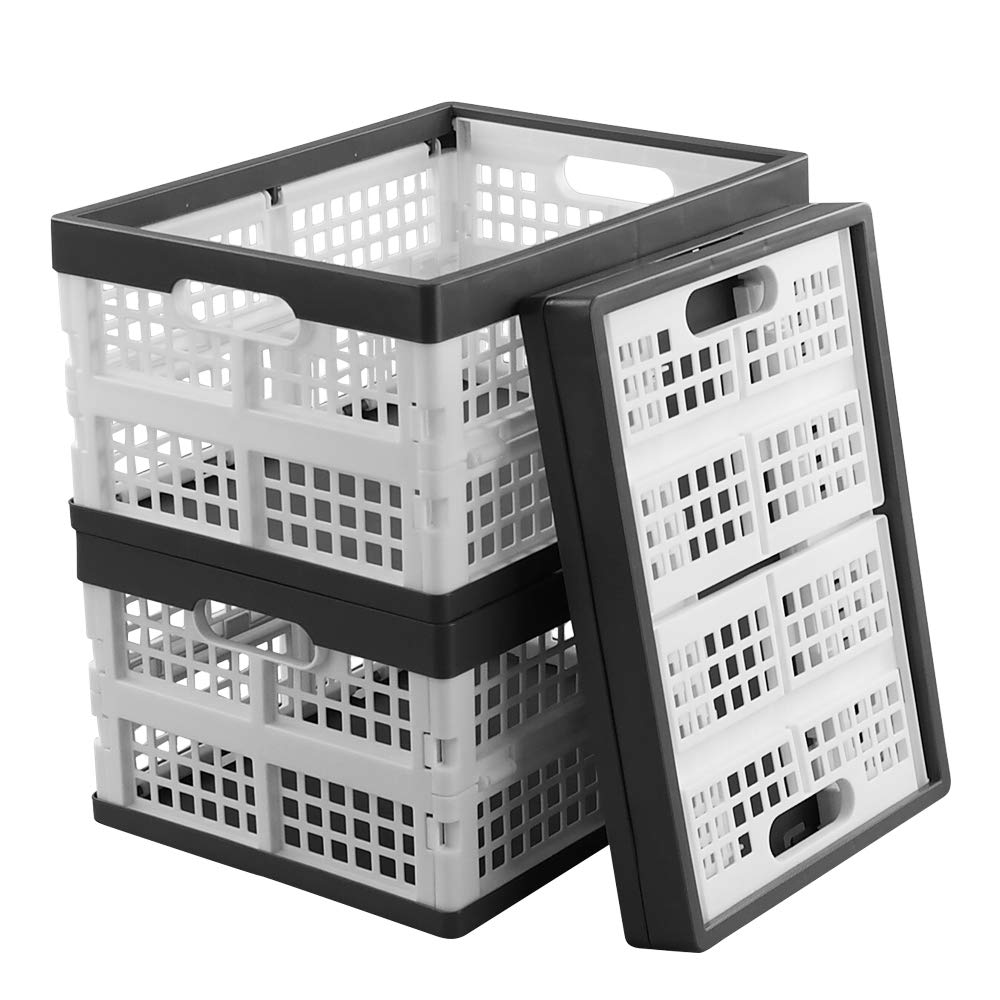 Buy 2Pack Plastic Collapsible Storage Crates, 15 L Stackable Folding
