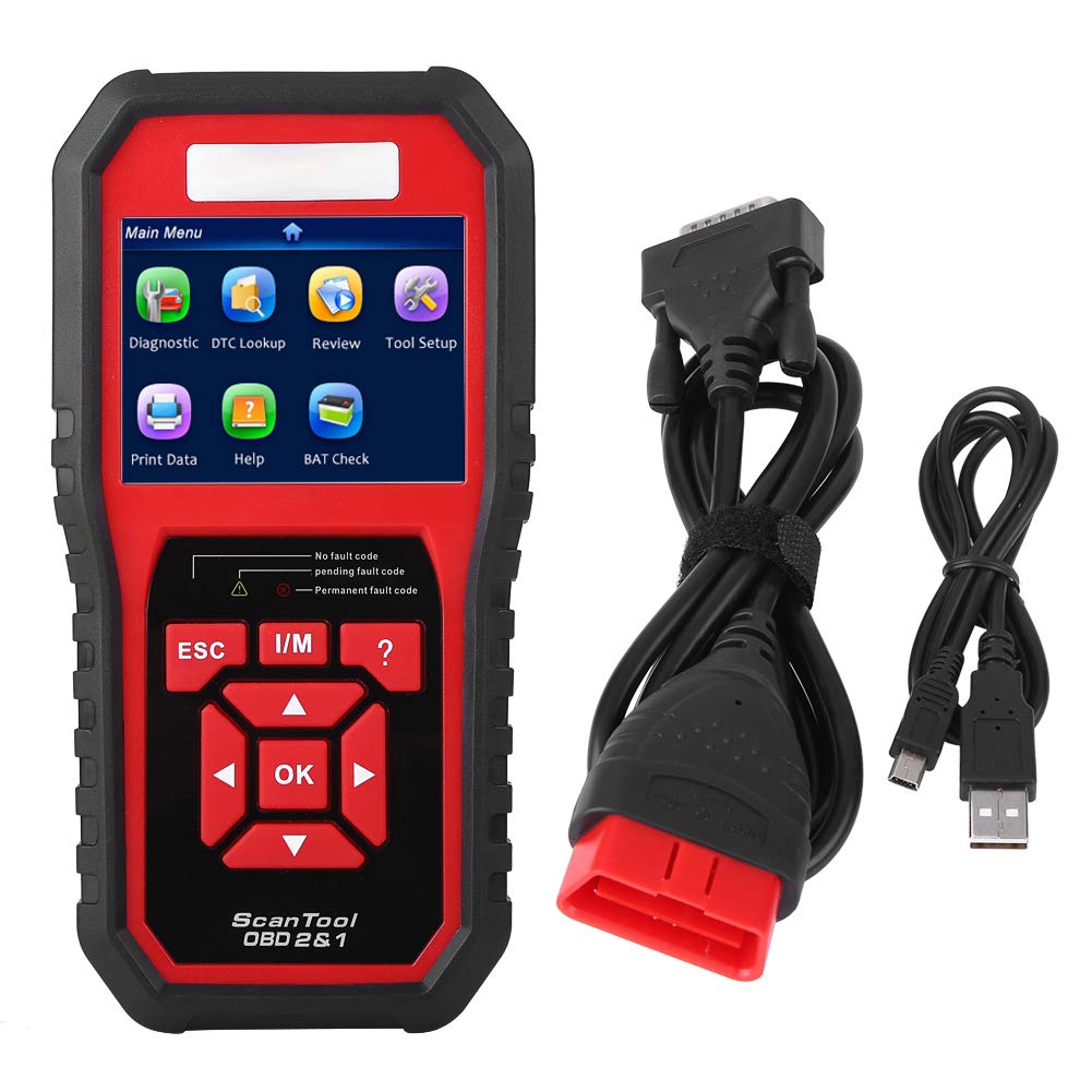 KW850 OBD2 EOBD Diagnostic Diagnostic Scanner Strumento Codice di Guasto Reader, Auto per Scanner Diagnostico a LED per Veicoli OBDII Dal 1996, Evap Scanner Car Diagnostic Red