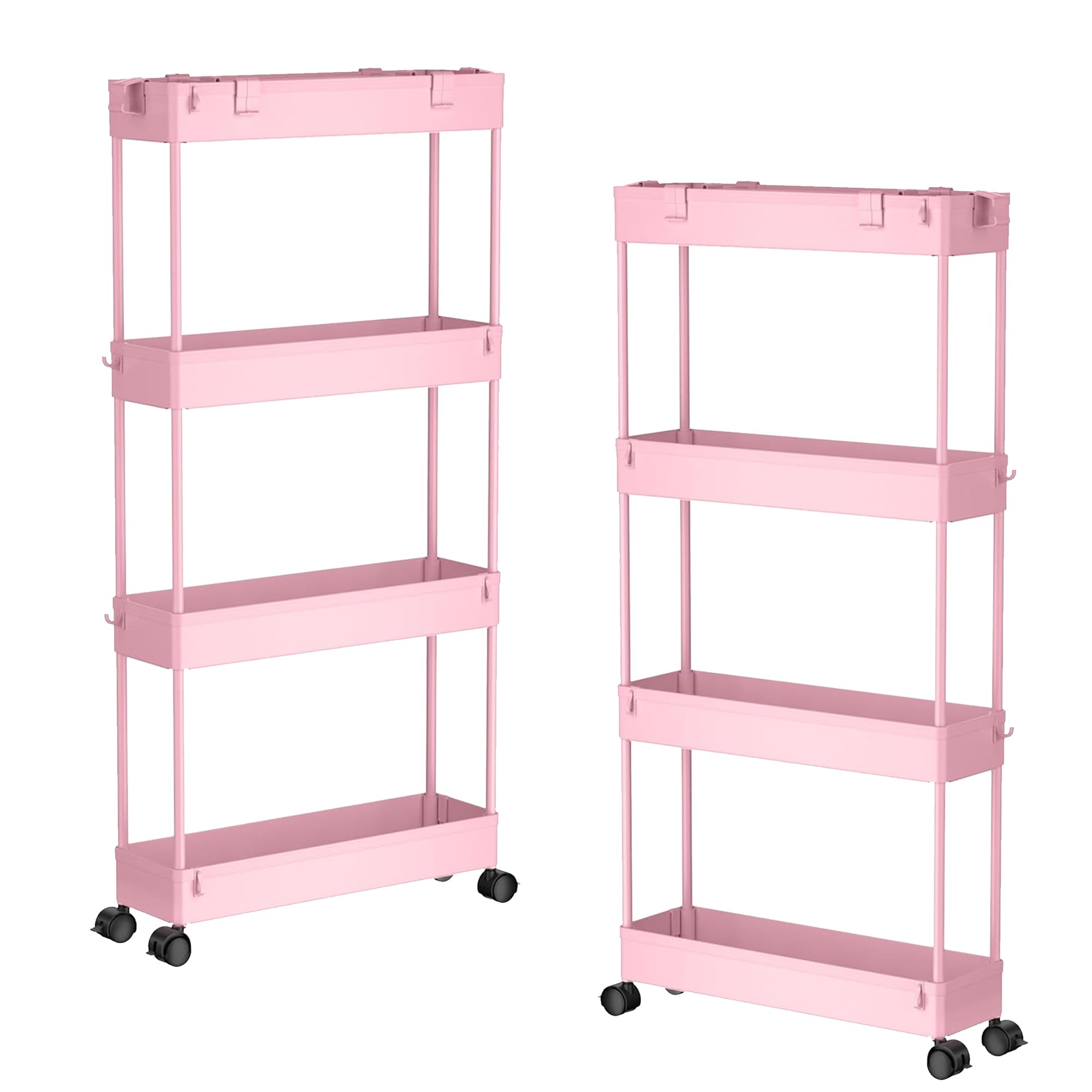 SPACELEAD 2-piece Set Slim Storage Cart 3 Tier,Bathroom Organizer Rolling Utility,Mobile Shelving Unit Slide Out for Office, Kitchen, Laundry Room &amp; Narrow Places