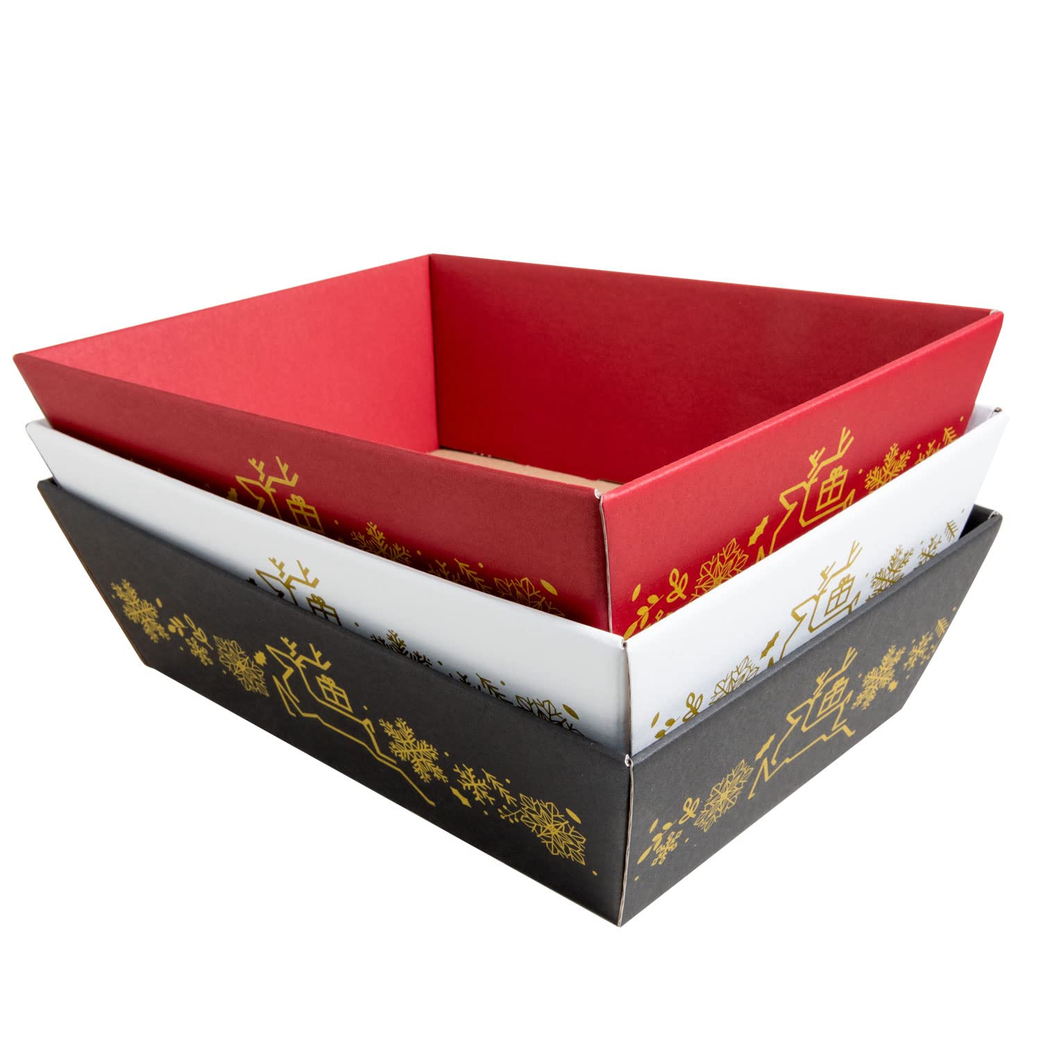 10 x PresentFill® Präsentkorb Weihnachten Bordeaux leer ohne Inhalt - Geschenkkorb aus umweltfreundlichen 100% Recycling Karton Wellpappe - rechteckig - in verschiedenen Farben - Made in Germany