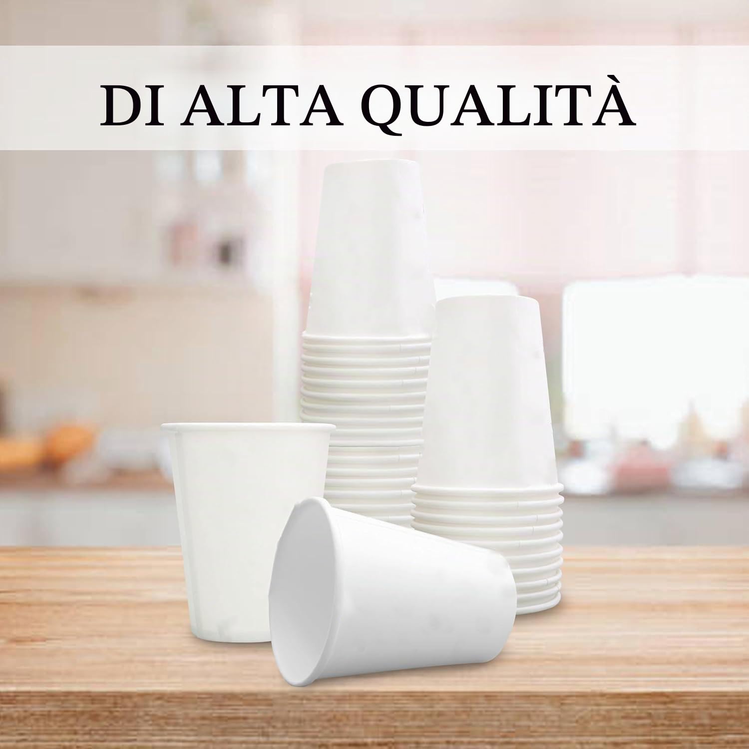 DETERMONDO 1000 Bicchieri Carta Bianchi Monouso Grandi 200 ml Usa e Getta, Biodegradabili, Termici Ideali Per Acqua, Caffè, Cappuccino, Tisane e Bevande Calde Compostabili e Riciclabili