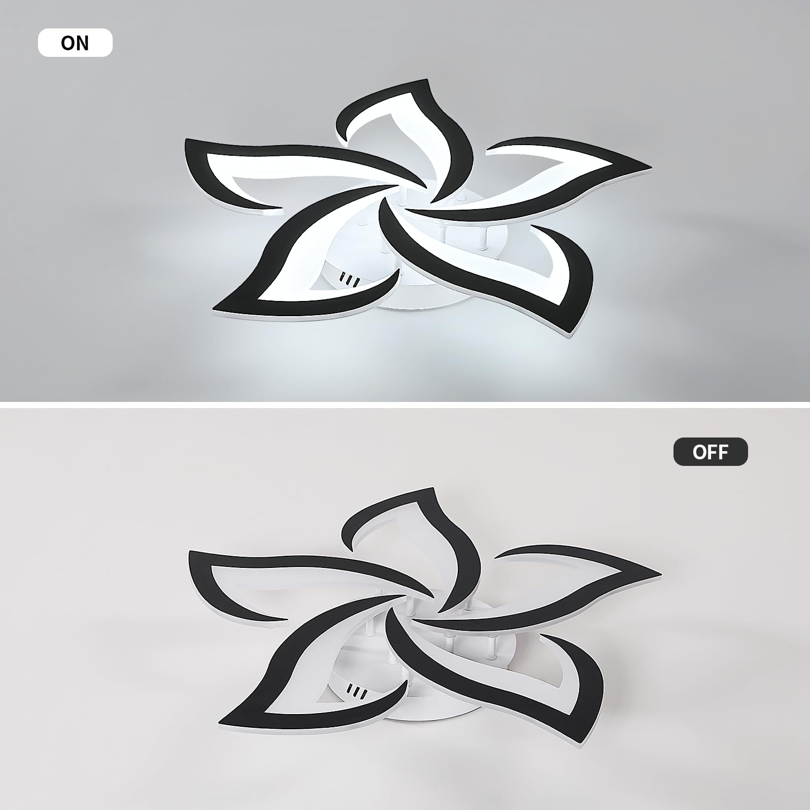 Riserva Nowoczesna lampa sufitowa LED, 60 W, wzór płatków, czarna, 6500 K