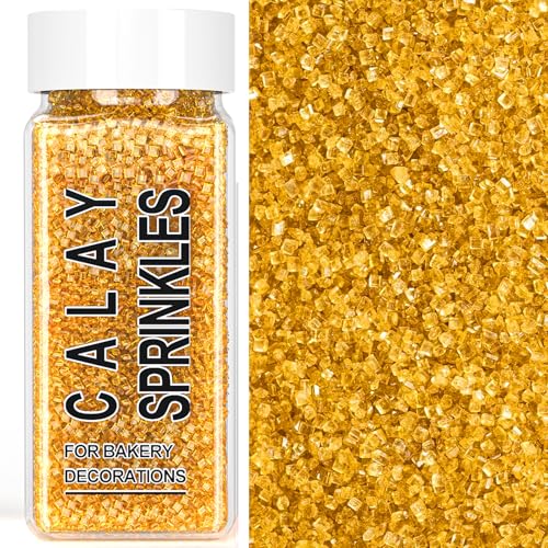 Gold Sprinkles, Gold Sanding Sugar Crystals, 4.23 oz Edible Spark...