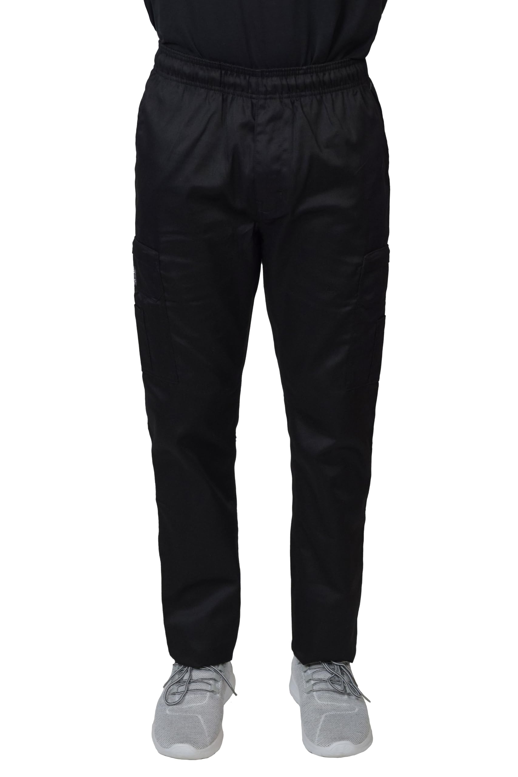 Chef Code Cargo Pants Cotton Elastic Waist Chef Pants (Black, 4XL)