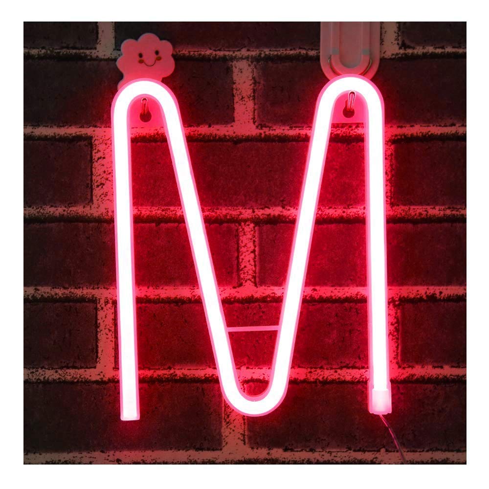 Jiaozi Girls Light/Red Neon Letter, Neon S Led Alphabet Letter S Neon Sign Up Letters Battery And Usb Operated Neon Neon Wall (M)