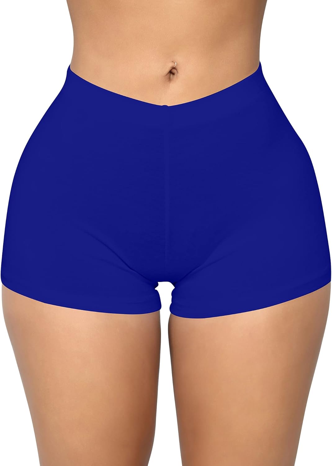 BORIFLORS Women's Sexy Workout Gym Biker Elastic Waist Booty Shorts X-Small Royal Blue