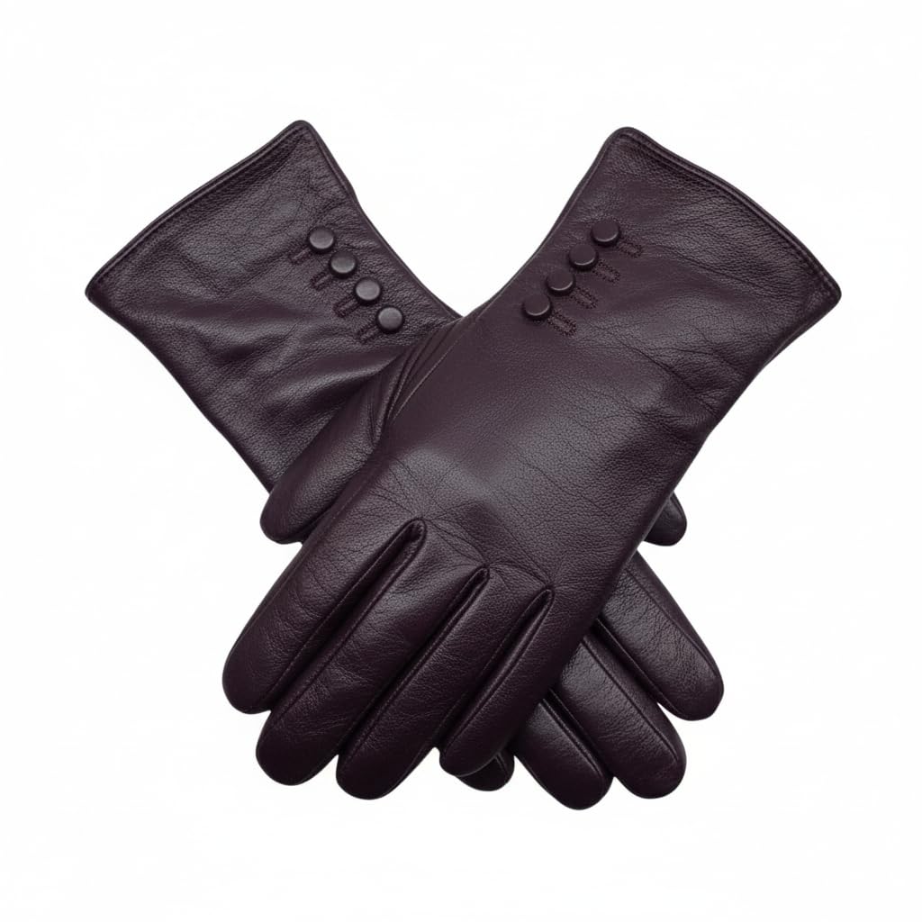 The Leather Emporium Women's Purple Genuine Soft Leather Gloves Fully Lined Winter Warm In Small