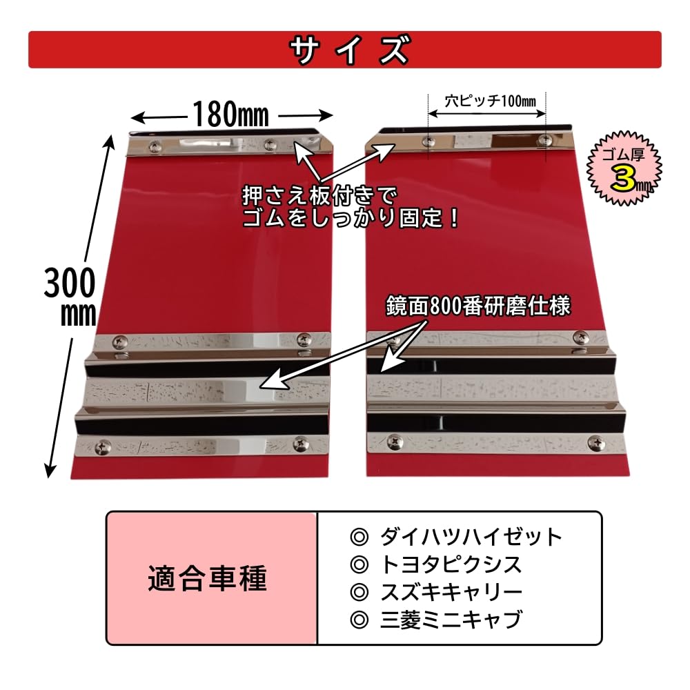 Amazon | 軽トラック用泥除け レッド 鏡面ウエイト 二山折り 2枚セット