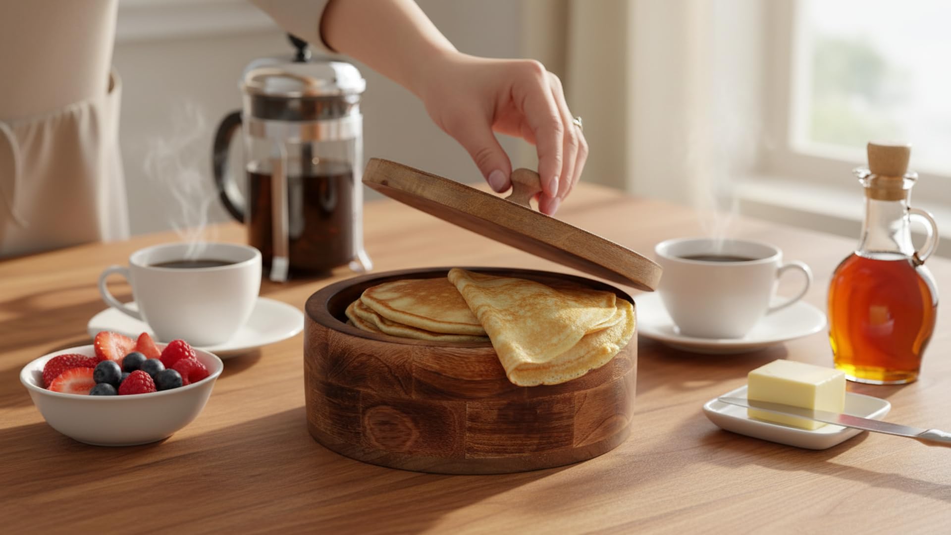 Handgemaakte houten Mexicaanse Tortilla Warmer Mand Indiase Chapati Roti Brood Houder Doos Pannenkoek Keeper Serveware Hot Pot Ovenschotel Met Deksel Thuis Keuken Eetkamer Decor, Natuurlijk Bruin, 22