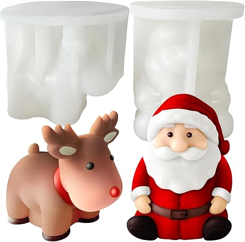 Miniatura 1 de Molde de Navidad de silicona, moldes de velas 3D para hacer velas, molde de resina epoxi de silicona, molde de adorno para velas de cera de