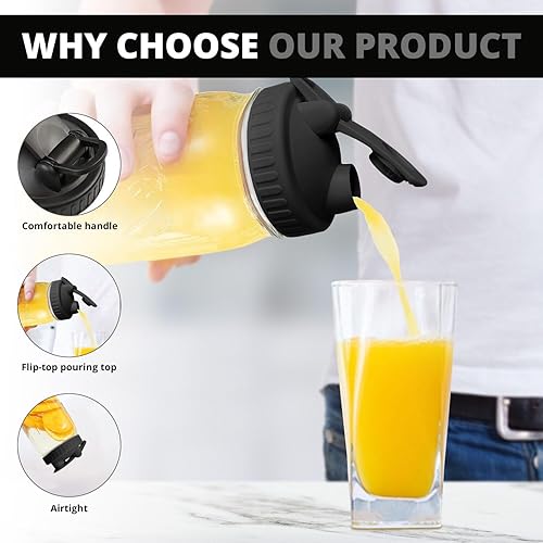 Miniatura 7 de Paquete de 2 tapas de boca ancha para tarros Mason - Sellado hermético, diseño a prueba de fugas y conveniente boquilla de vertido (los tarros se