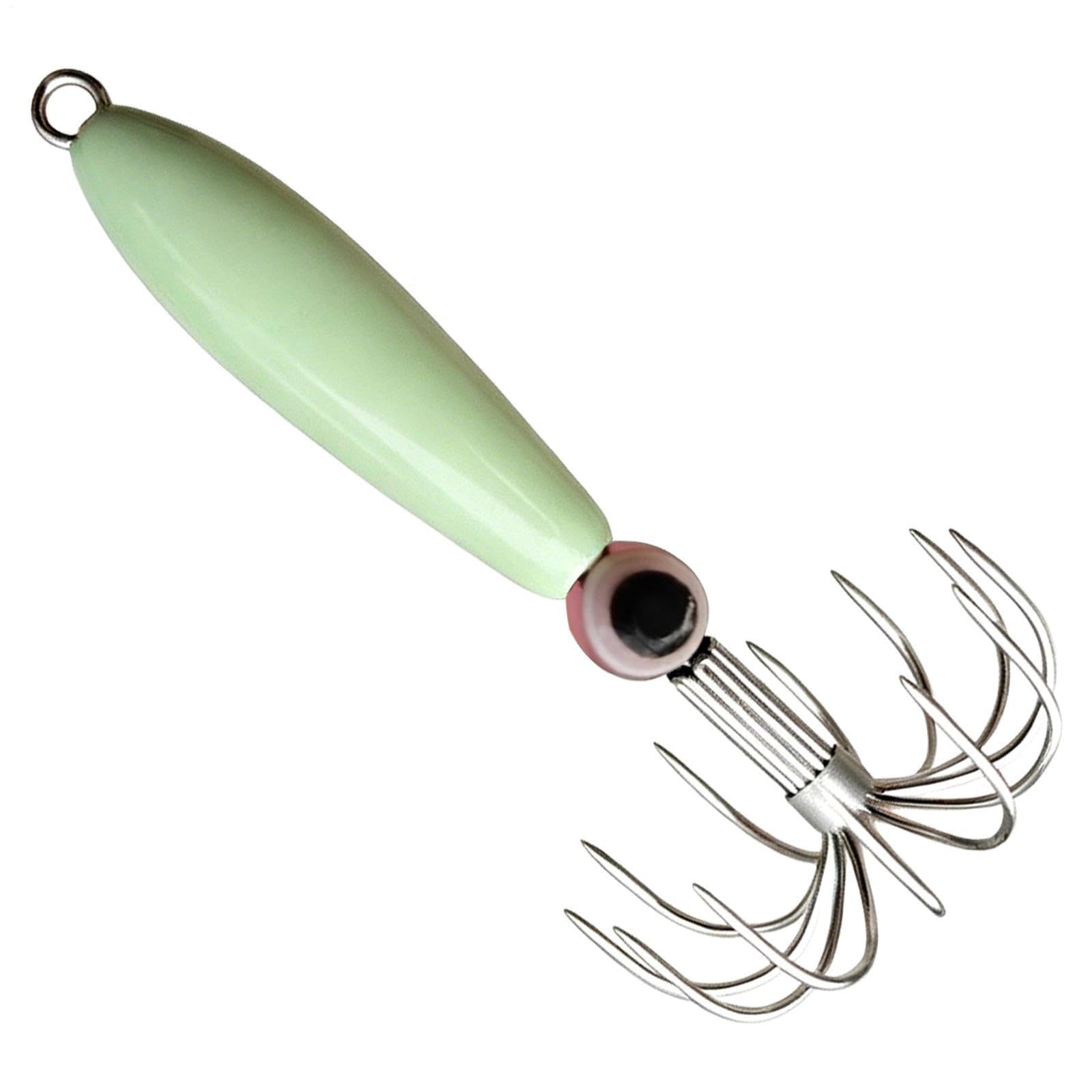 Potera De Calamar | 12 Agujas Metálicas Ligeras Antiescape - Potera de Metal Fosforescente para Calamar | para Sepia Pulpo Pesca Nocturna De Mar Zona Costera Muelle Pescadores Aire Libre