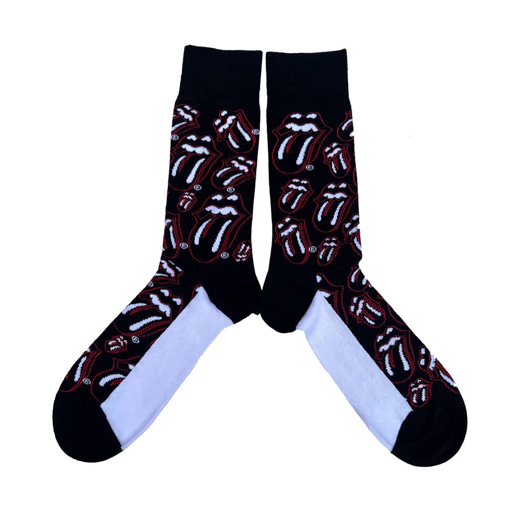 Rolling Stones Socks Outline Tongues Official Mens Black (UK SIZE 7.5 - 11.5) One Size