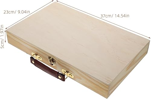 Miniatura 9 de FAVOMOTO Caja de almacenamiento de pintura, caja de madera portátil sin acabar, caja de suministros de arte para artista, caja de almacenamiento de