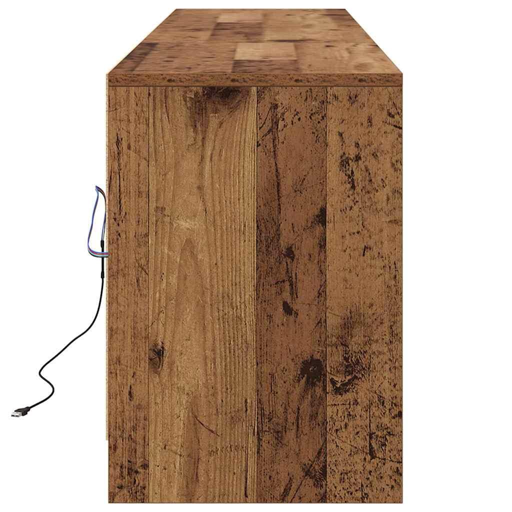 Rustykalna szafka pod telewizor brązowa, 180 x 34 x 50 cm, drewniana podstawka pod telewizor do salonu, centrum rozrywki z drzwiami przesuwnymi, konsola TV do sypialni, uniwersalna szafka na