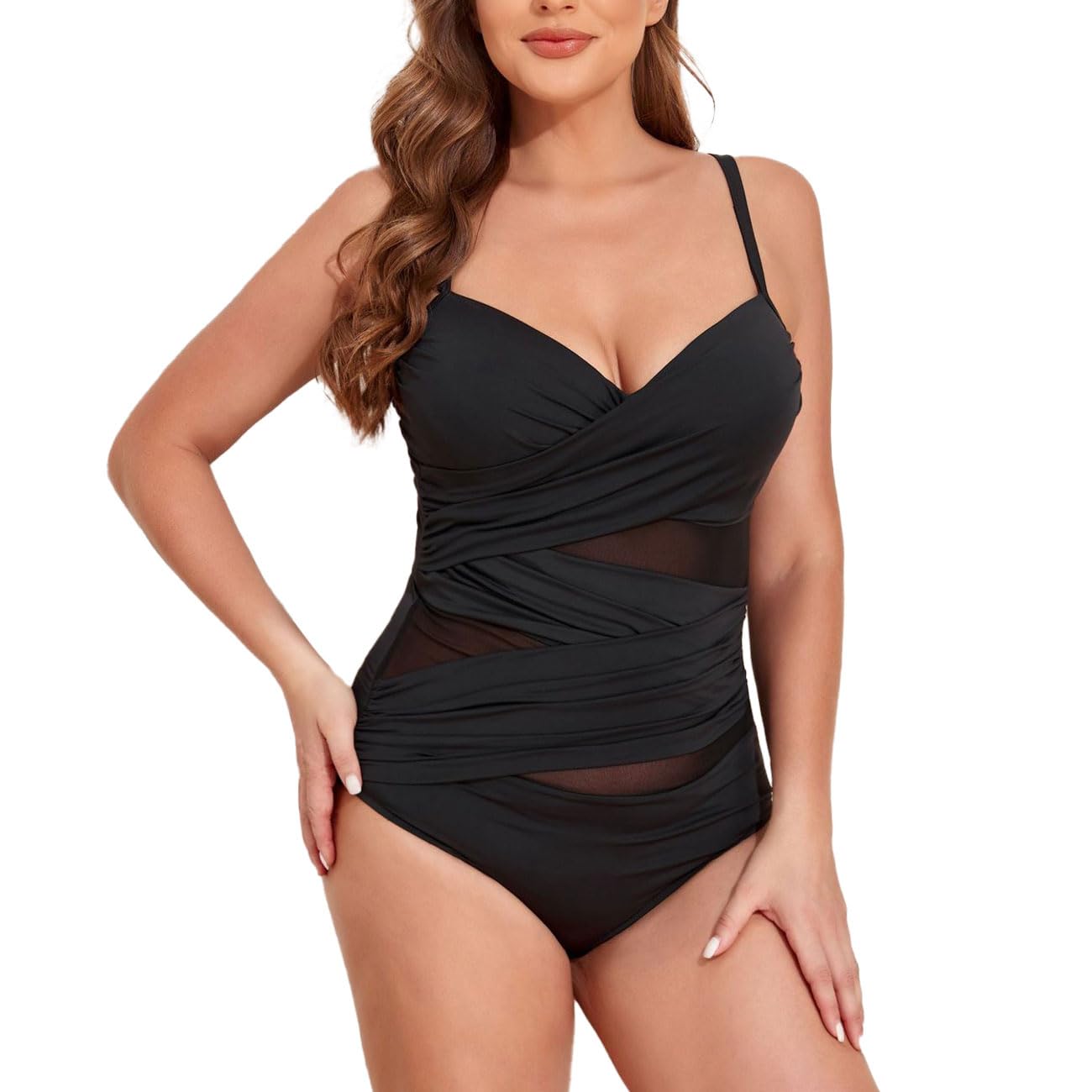 EMOTTOS Sexy Traje de baño de Las Mujeres, Bikini Triangular Sexy, Backless Encaje de una Sola Pieza con Cuello en V con Sujetador, Dos Piezas Ruched Alta Elasticidad Traje de baño(8 Estilo, S/M/L)