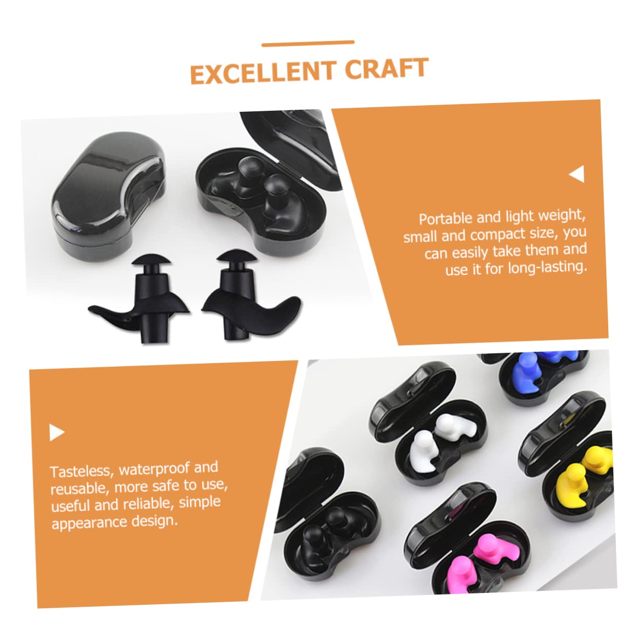 FRCOLOR Silicone Waterproof Earplugs for Kids Adults 4 Pairs Reusable Comfortable Fit Ideal for Swimming Bathing Snorkeling